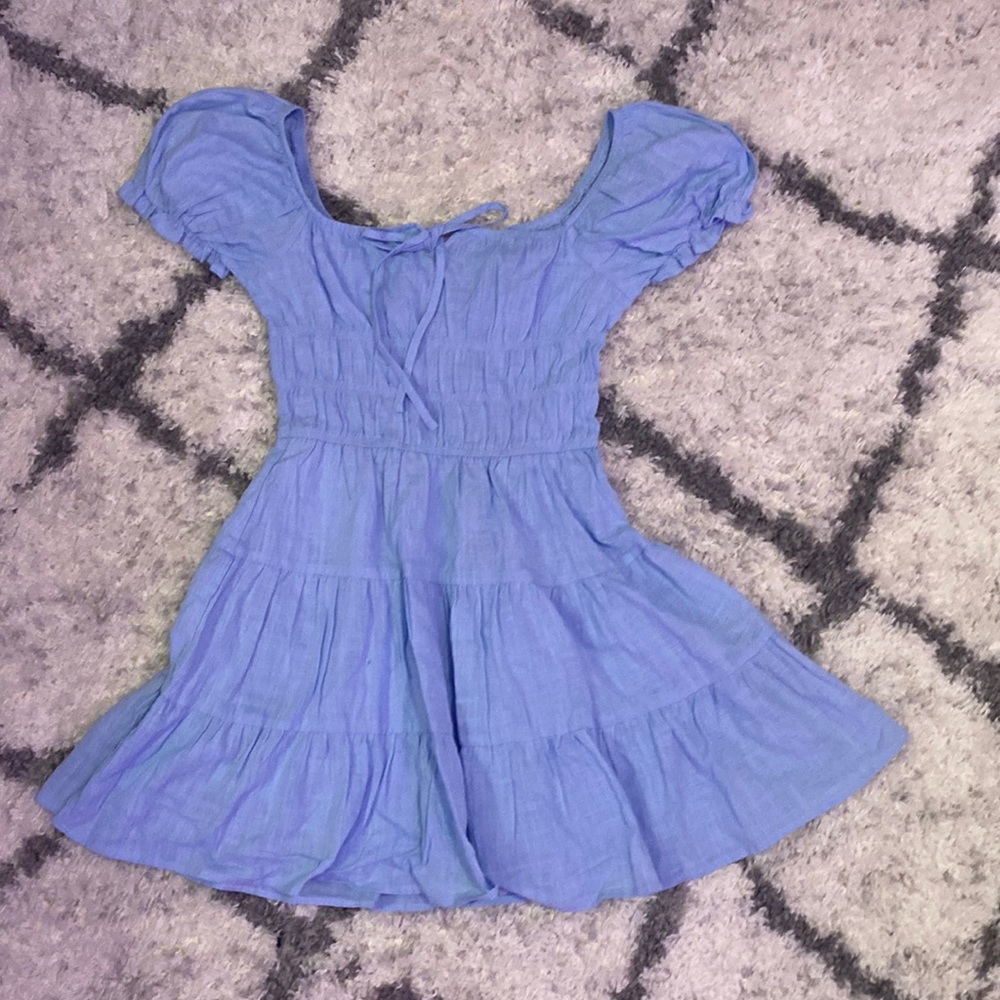 Blue dress that ties